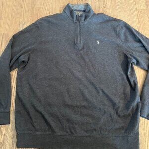 POLO RALPH LAUREN GREY 1/4 ZIP SWEATER PULLOVER XXL TOP SWEATSHIRT